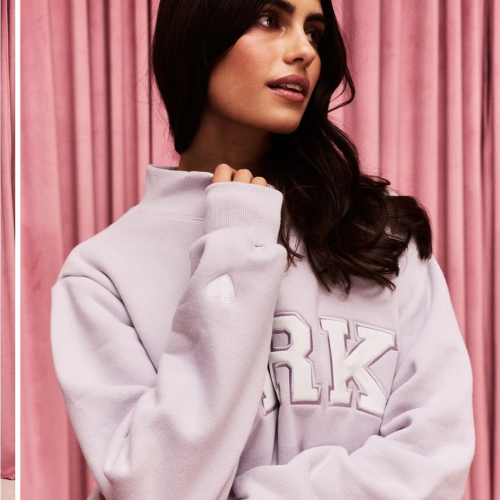 NWT 2026 Parke Valentines Varsity Mockneck-Lavendar\White S/M